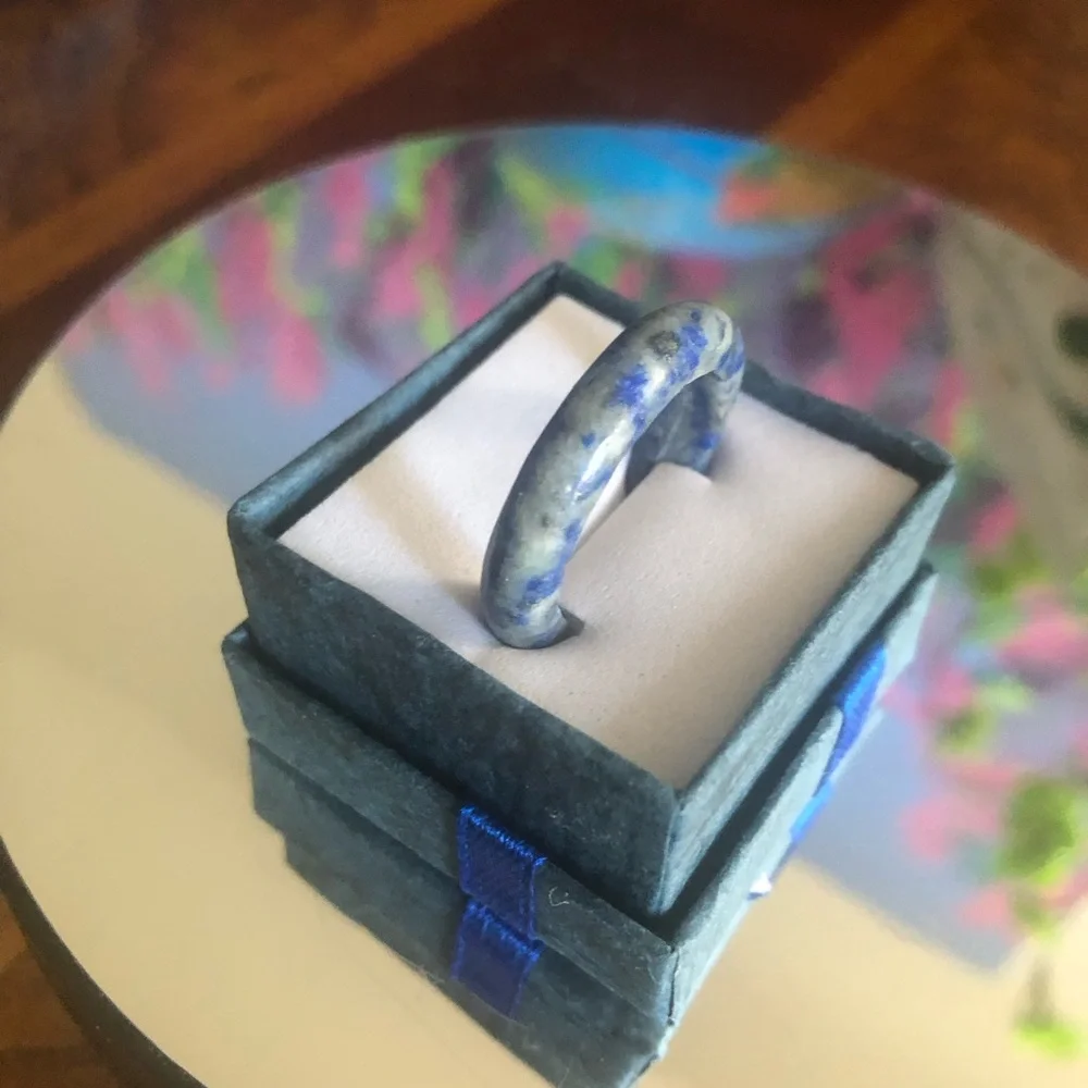 Handcrafted genuine sodalite stone band ring 9.5